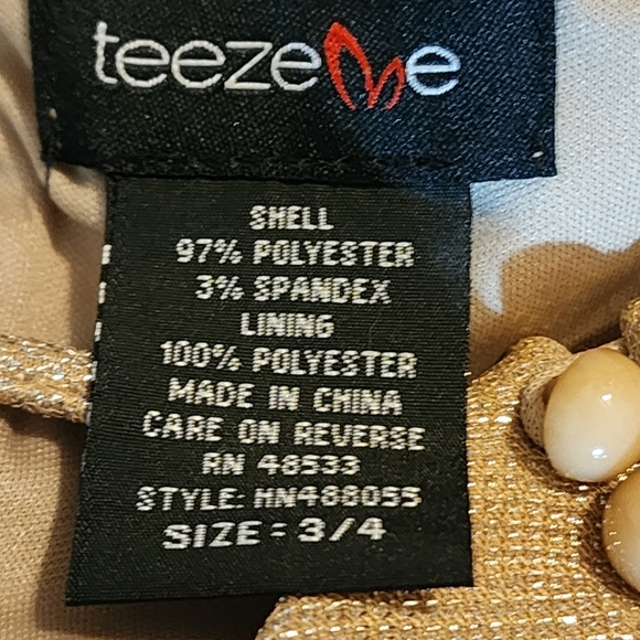 Teeze Me Macy'sGold Shimmer Fit &FlareDress Size 3/4 - Picture 16 of 16